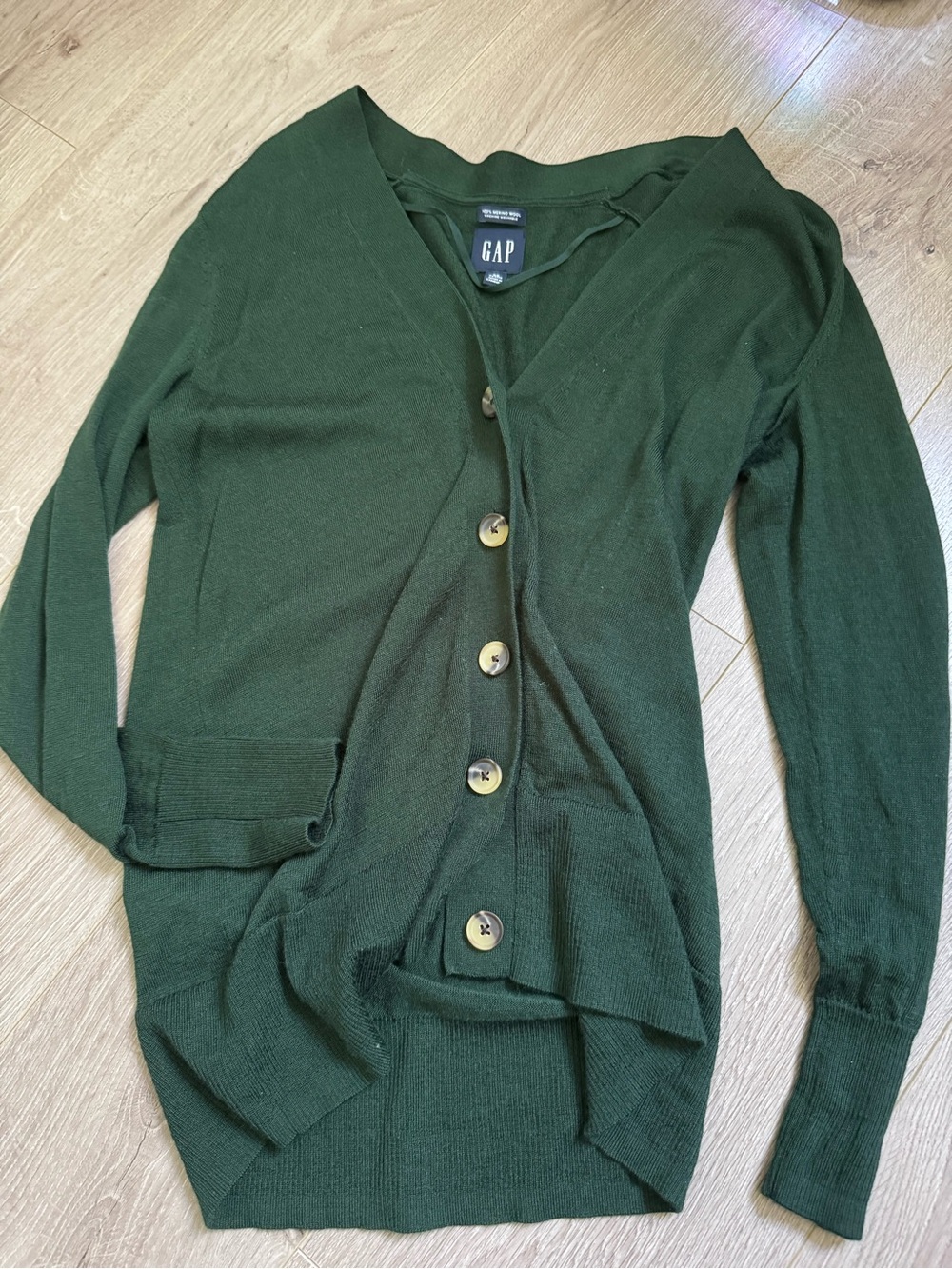 GAP Forest Green Merino Wool Cardigan